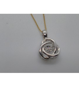 ID Swinging Diamonds geelgouden collier (18k) met witgouden hanger 0,01 crt briljant SI - 3171722