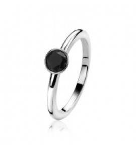 ZINZI zlv. aanschuifring met zwarte zirc. 6 mm mt 54 - 3171778