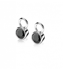 Zinzi zlv. creoolhangers rond zirconia zwart 7 mm - 3171789