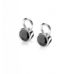 Zinzi zlv. creoolhangers rond zirconia zwart 7 mm - 3171789