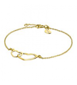 ZINZI GOLD armband twee hartjes in elkaar 16-18 cm - 3171752