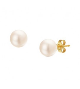 Goud oorknop met zoewaterparel 5-5,5 mm - 3172088