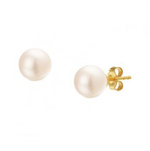 Goud oorknop met zoewaterparel 5-5,5 mm - 3172088