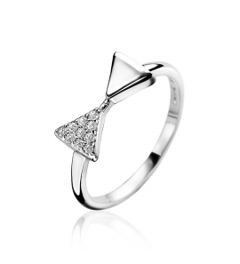 ZINZI zilveren ring driehoekjes glad en pavÚ zirconia maat 56 - 3171968