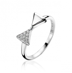 ZINZI zilveren ring driehoekjes glad en pavÚ zirconia maat 56 - 3171968