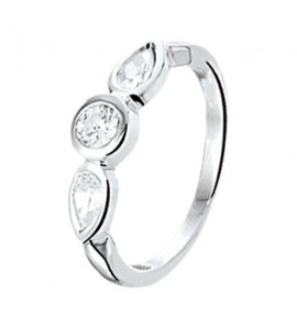 Zilveren damesring RH met zirconia maat 16‹¨« - 3172131