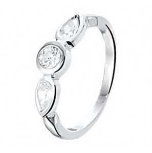 Zilveren damesring RH met zirconia maat 16‹¨« - 3172131