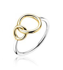 ZINZI zlv. ring geelgoud verguld met 2 ronde vormen in elkaar mt. 56 (3 maanden garantie op plating) - 3172154