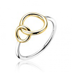 ZINZI zlv. ring geelgoud verguld met 2 ronde vormen in elkaar mt. 56 (3 maanden garantie op plating) - 3172154