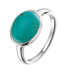 Zilveren damesring met turquoise steen maat 19 - 3172117