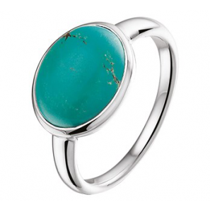 Zilveren damesring met turquoise steen maat 19 - 3172117