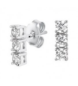 Zilveren oorknop RH balkje met zirconia - 3180461