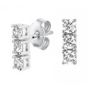 Zilveren oorknop RH balkje met zirconia - 3180461