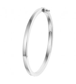 Zilver slavenarmband RH massief 4x60 mm vlak met scharniersluiting en achtje - 3180268