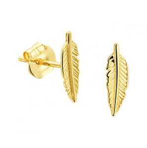 Gouden oorknop veertje - 3180556
