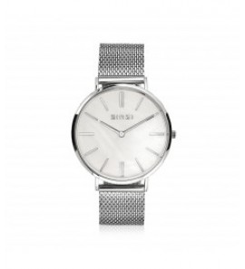 ZINZI Retro horloge MOP / wijzerplaat wit / staal mesh. band - 3180613