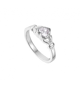 Zilveren kinderring met hartje/zirconia maat 14 - 3180695