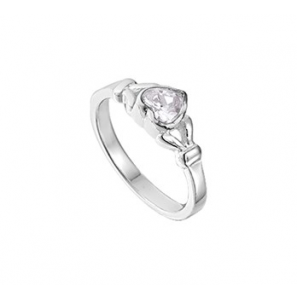 Zilveren kinderring met hartje/zirconia maat 14 - 3180695