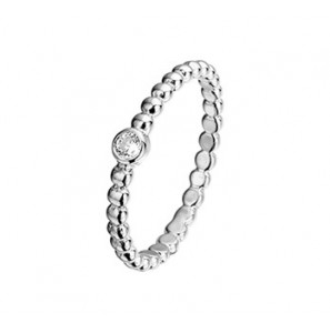 Zilver damesring bolletjes met zirc. mt. 16 - 3180829