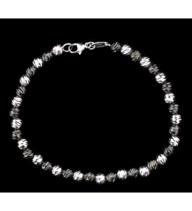 Sanjoya Lissabon armbandje zwart/grijs bolletjes - 3180932
