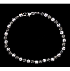Sanjoya Lissabon armbandje zwart/grijs bolletjes - 3180932