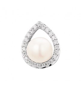 Zilveren hanger met zoetwaterparel/zirconia - 3181345