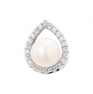 Zilveren hanger met zoetwaterparel/zirconia - 3181345