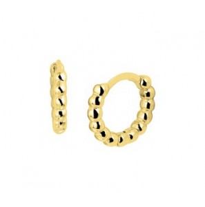 Zilveren klapcreolen gold-plated bolletjes 12x3 mm (geen garantie op plating) - 3181400