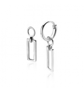 ZINZI zilveren creoolhangers open rechthoek - 3181528