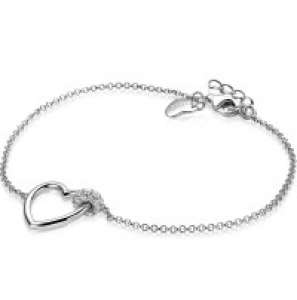 ZINZI zlv. armband met open hart en oog zirconia's 19 cm - 3181524