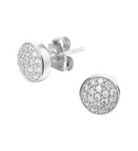 Zilveren oorknop RH rond met zirconia - 3181712