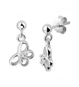 Zilveren oorhanger kind RH met vlinder/zirconia - 3181724