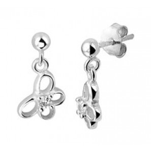Zilveren oorhanger kind RH met vlinder/zirconia - 3181724