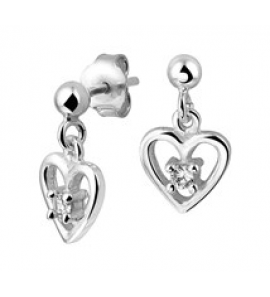 Zilveren oorhanger kind RH met hartje/zirconia - 3181725