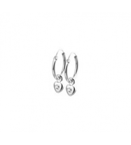 Zilveren buiscreolen kind RH met hartje/zirconia - 3181735