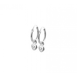 Zilveren buiscreolen kind RH met hartje/zirconia - 3181735