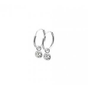 Zilveren buiscreolen kind RH met hangertje zirconia - 3181736