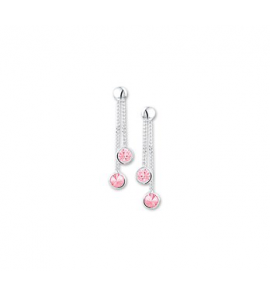 Zilveren oorhanger kind RH met roze zirconia/gourmet - 3181743