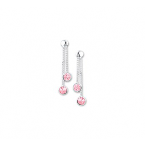 Zilveren oorhanger kind RH met roze zirconia/gourmet - 3181743