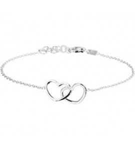 Zilveren armband anker 1,2 mm RH  met 2 open hartjes in elkaar 16-19 cm - 3181744