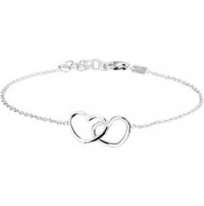 Zilveren armband anker 1,2 mm RH  met 2 open hartjes in elkaar 16-19 cm - 3181744