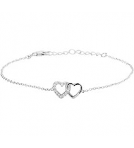 Zilveren armband anker RH  met twee open hartjes/zirconia 16-19 cm - 3181748