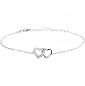 Zilveren armband anker RH  met twee open hartjes/zirconia 16-19 cm - 3181748