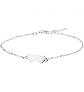 Zilveren armband anker RH met twee hartjes 16-19 cm - 3181750