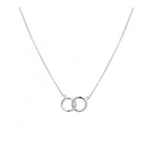 Zilveren collier anker RH met twee rondjes in elkaar 40-44 cm - 3181756
