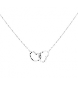 Zilveren collier anker RH met twee hartjes in elkaar 40-44 cm - 3181757