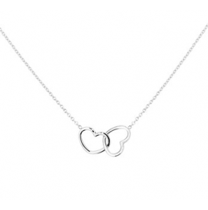Zilveren collier anker RH met twee hartjes in elkaar 40-44 cm - 3181757