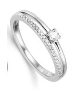 Witgouden ring met briljant 0,17 crt H/SI maat 18 - 3181837