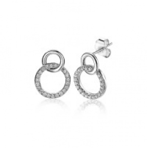 ZINZI zilveren oorknop 2 ronde vormen in elkaar (1x zirconia) - 3181857