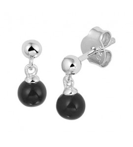 Zilver RH oorknop-hanger met onyx - 3181907